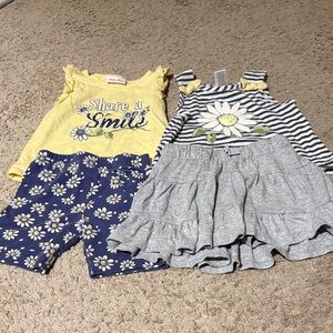 Charming Kids Floral and Striped Shorts Set